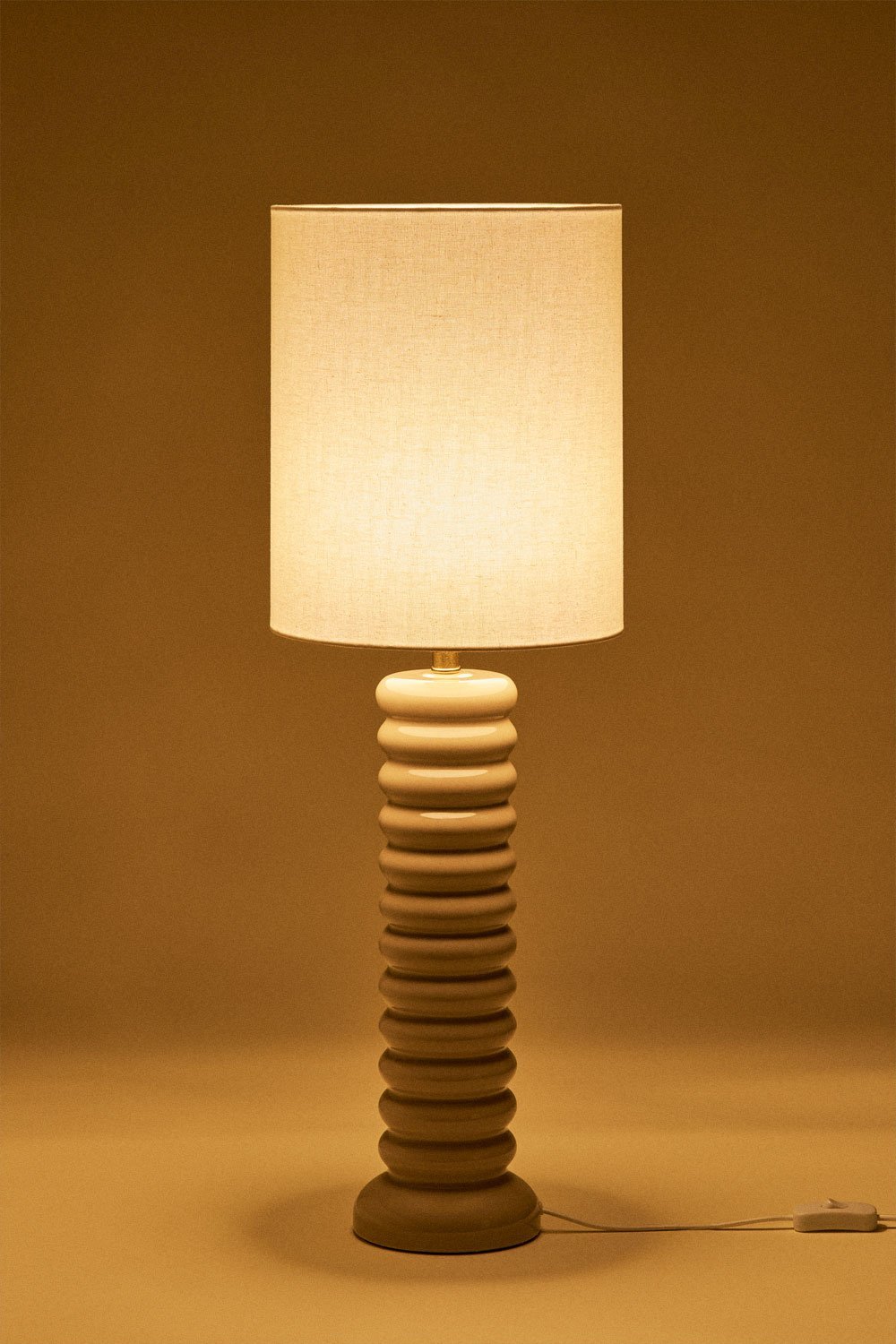 Lampada da tavolo Boreto 75 cm in ceramica e lino, immagine della galleria 2