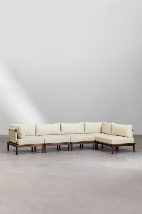 Divano angolare componibile Giulia in acacia 5 pezzi