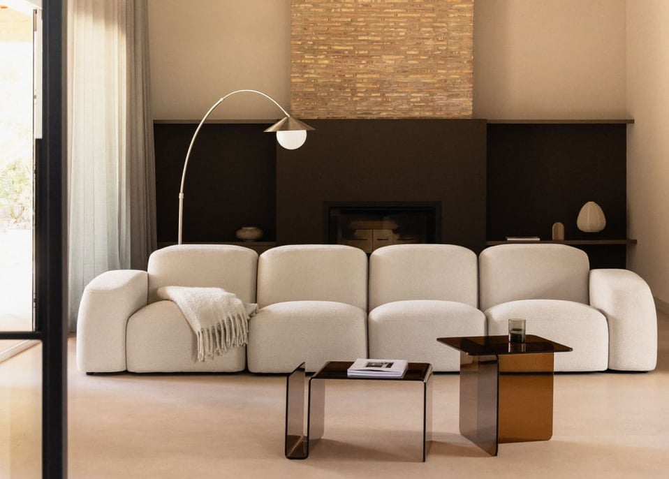 Divano componibile Bastian 4 pezzi - Ciniglia Spessa Bianco