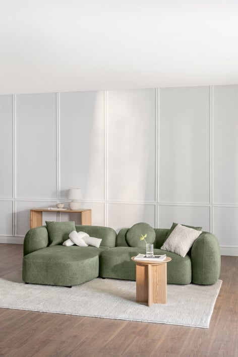 Sofà modulare con chaise longue sinistra a 2 pezzi in ciniglia Coco - Ciniglia Verde Salvia