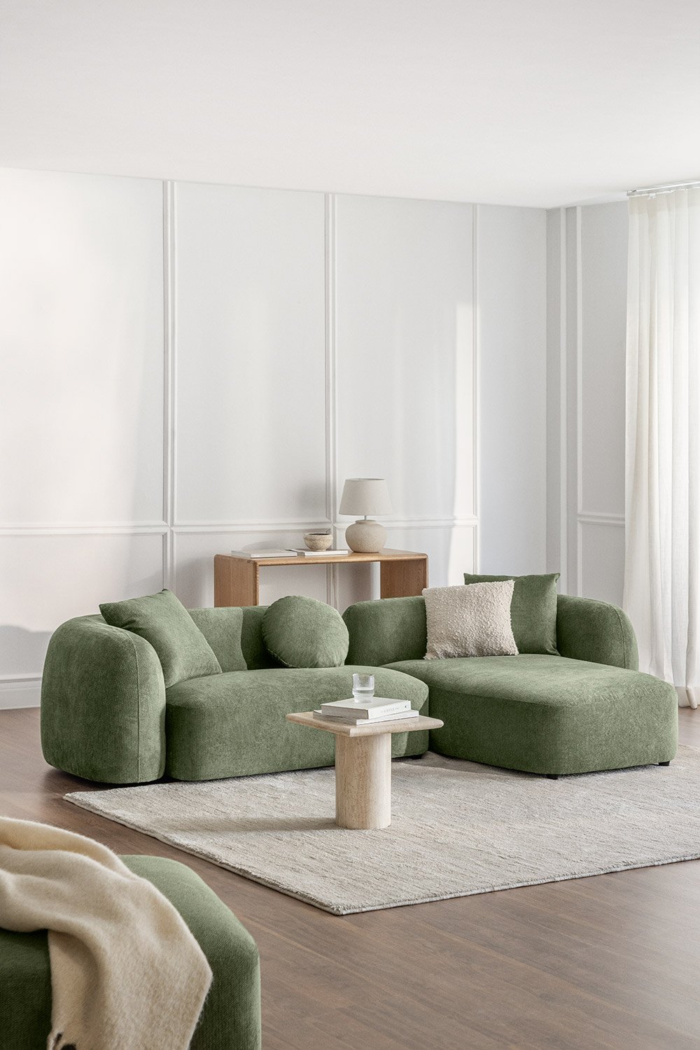 Divano modulare destro con chaise longue in 2 pezzi in ciniglia Coco   , immagine della galleria 1