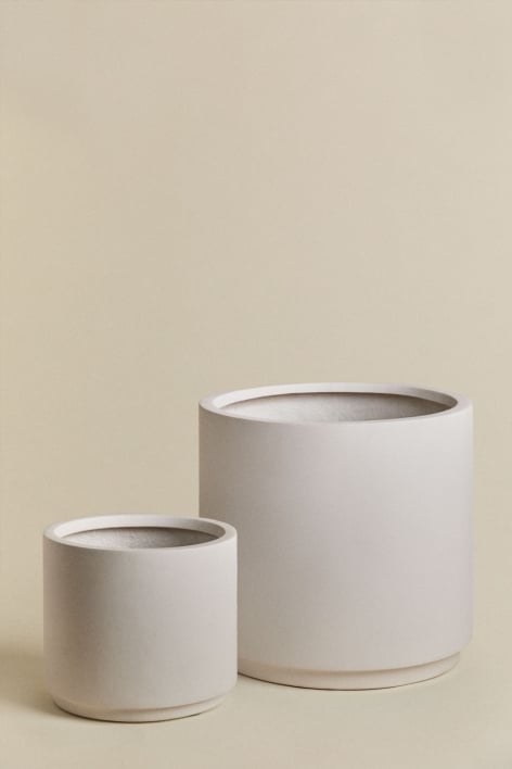 Set di 2 vasi Ø25 cm / Ø45 cm in polystone Saturno