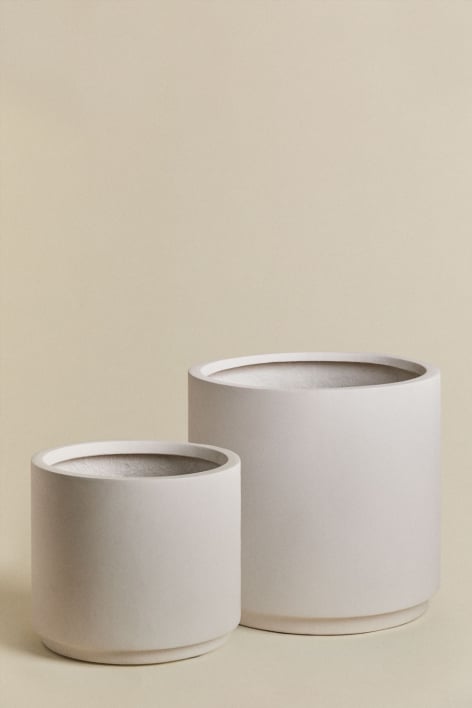 Set di 2 vasi da esterno Ø35 cm / Ø45 cm in polystone Saturno
