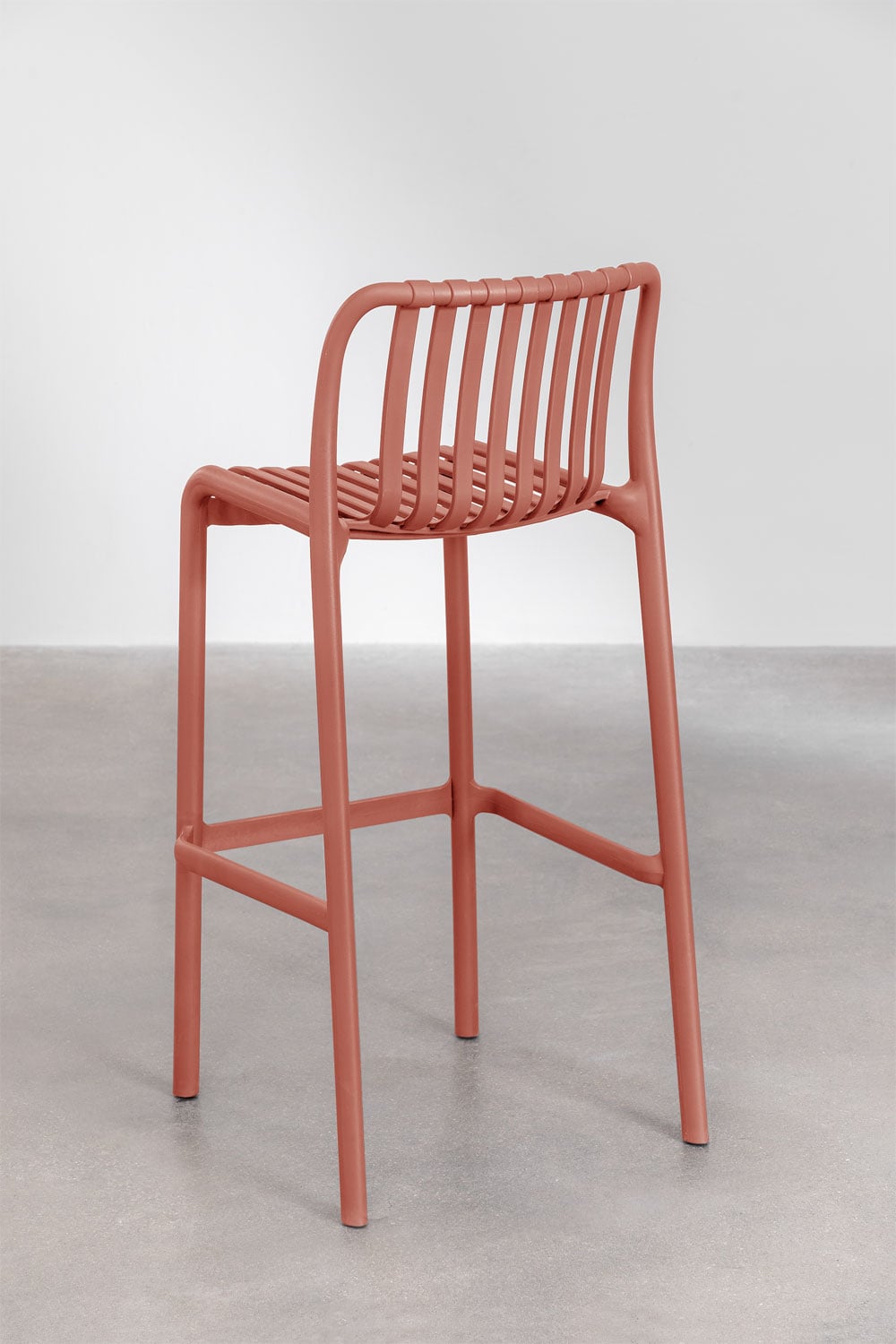 Set di 4 sgabelli alti impilabili da 75 cm in polipropilene terracotta Wendell, immagine della galleria 3