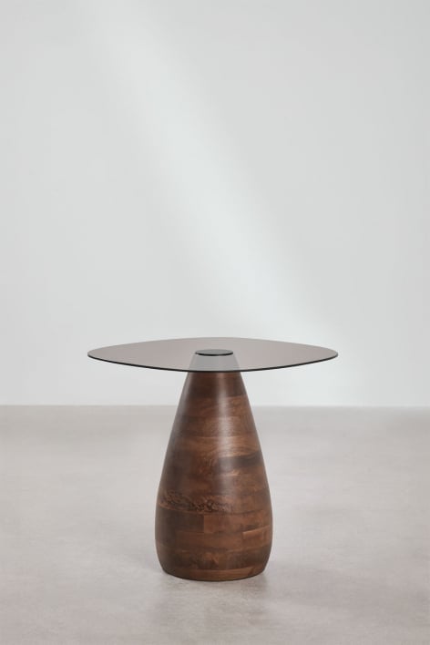Confezione da 2 comodini quadrati 50x50 cm in legno di mango e vetro Mariana