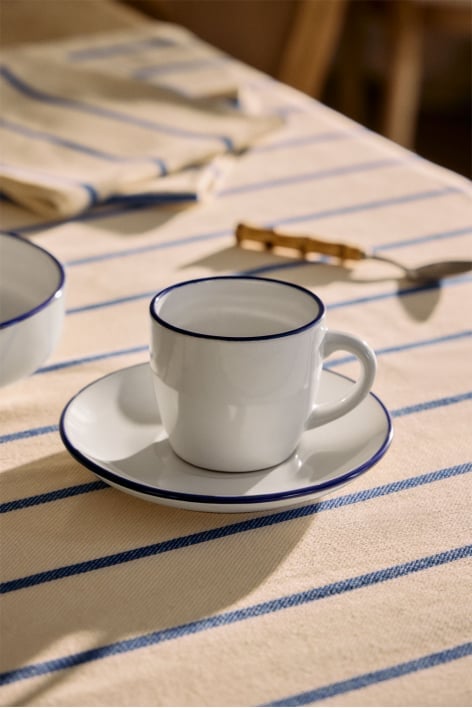 Confezione da 2 tazze da caffè in gres Ronilena con piattini, 22 cl