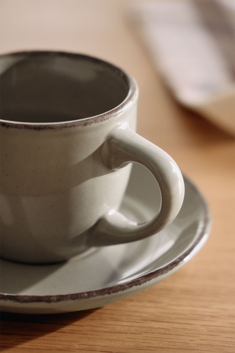 Confezione da 2 tazze da caffè in gres Ronilena con piattini, 22 cl, immagine della galleria 2