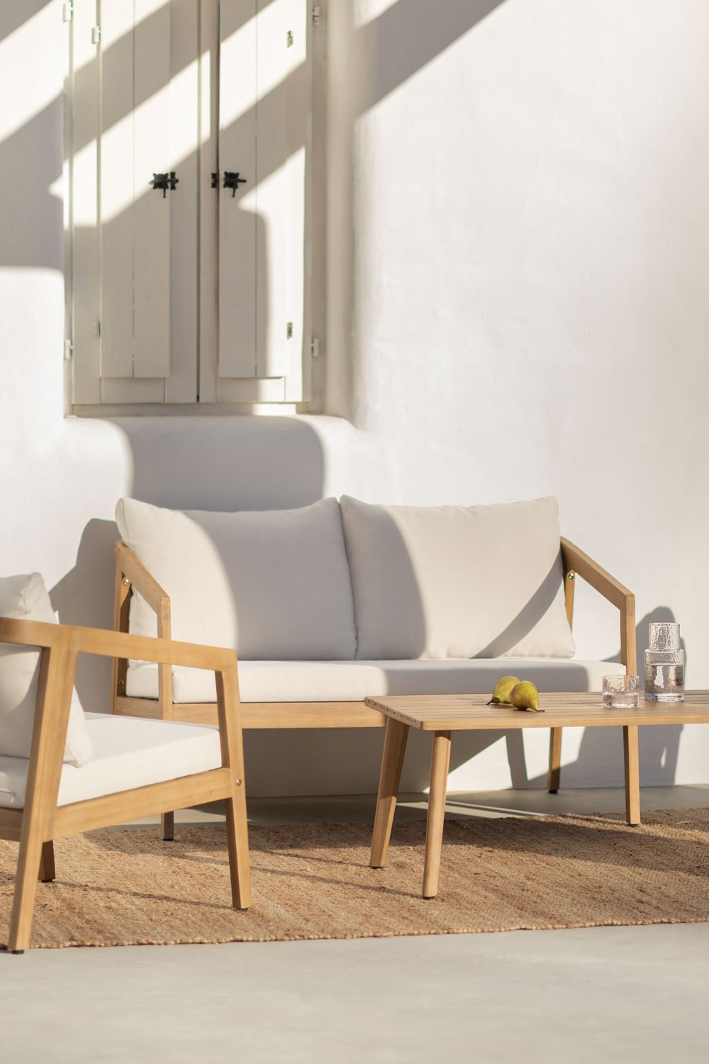 Divano da giardino a 2 posti in legno di acacia Kaela, immagine della galleria 1