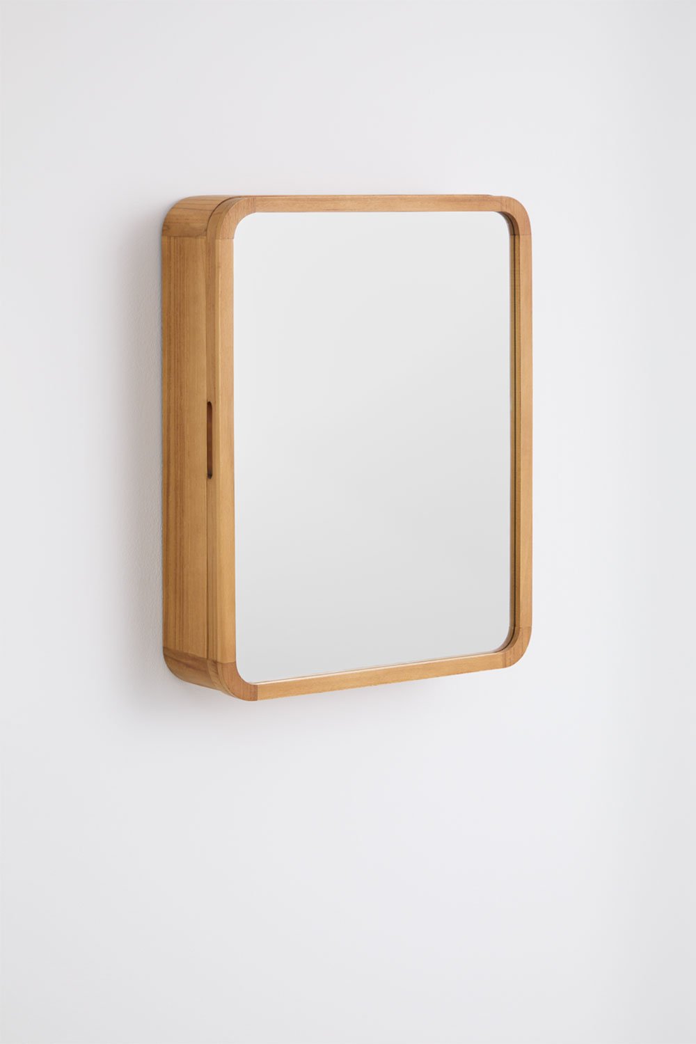 Armadio da parete rettangolare 45x60 cm per bagno in legno di teak con specchio Ian, immagine della galleria 3