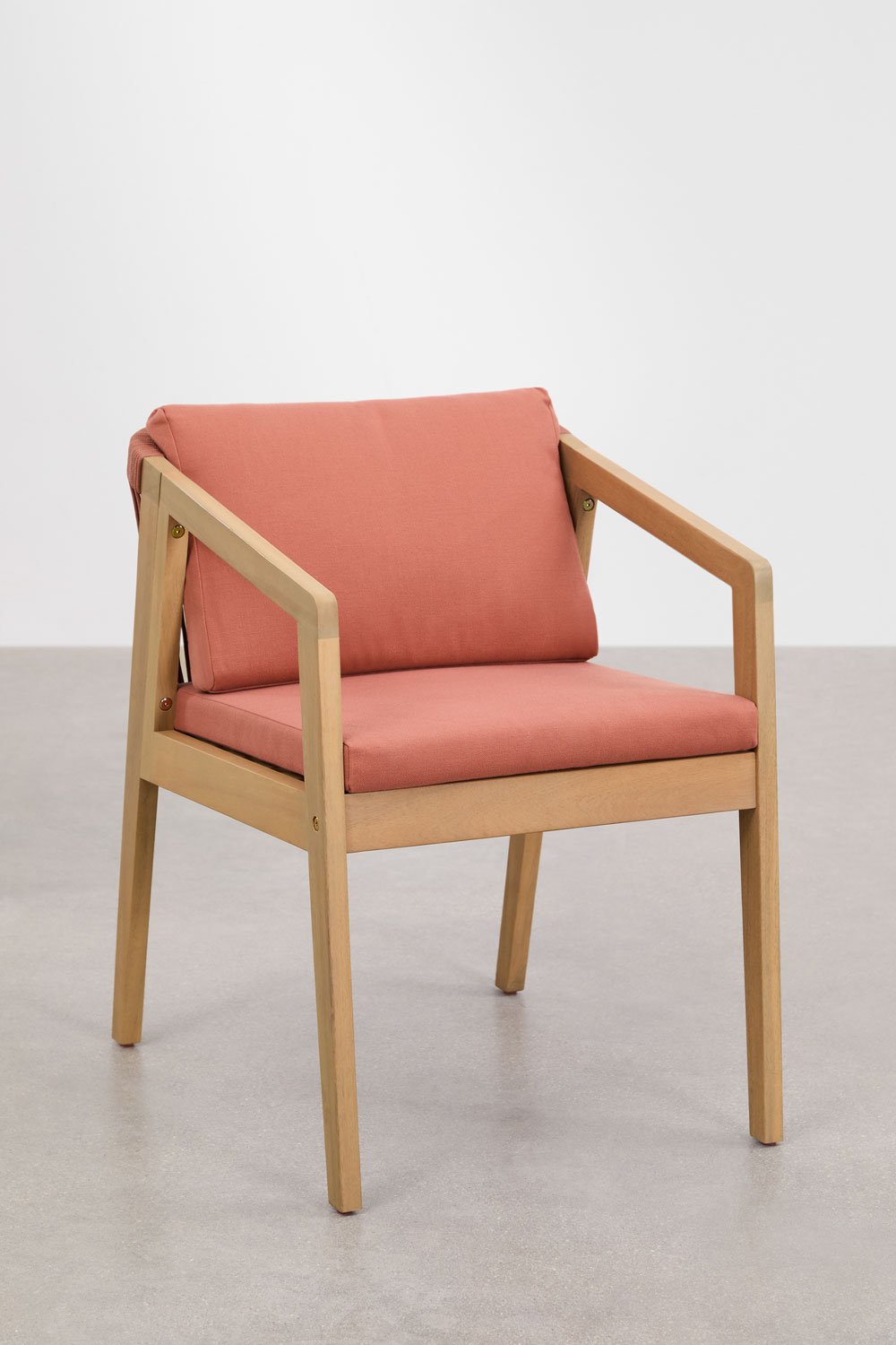 Set tavolo rettangolare 180x90 cm e 6 sedie da pranzo in legno di acacia e corda intrecciata Kaela, immagine della galleria 5