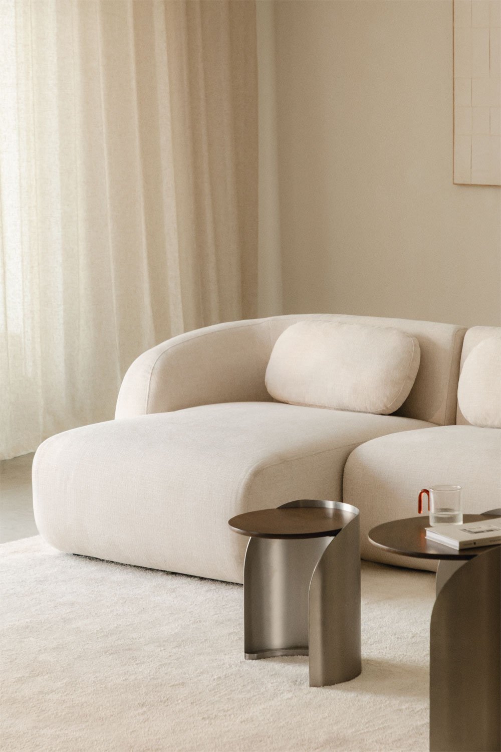 Modulo chaise longue sinistro per divano componibile in ciniglia Coquette, immagine della galleria 1