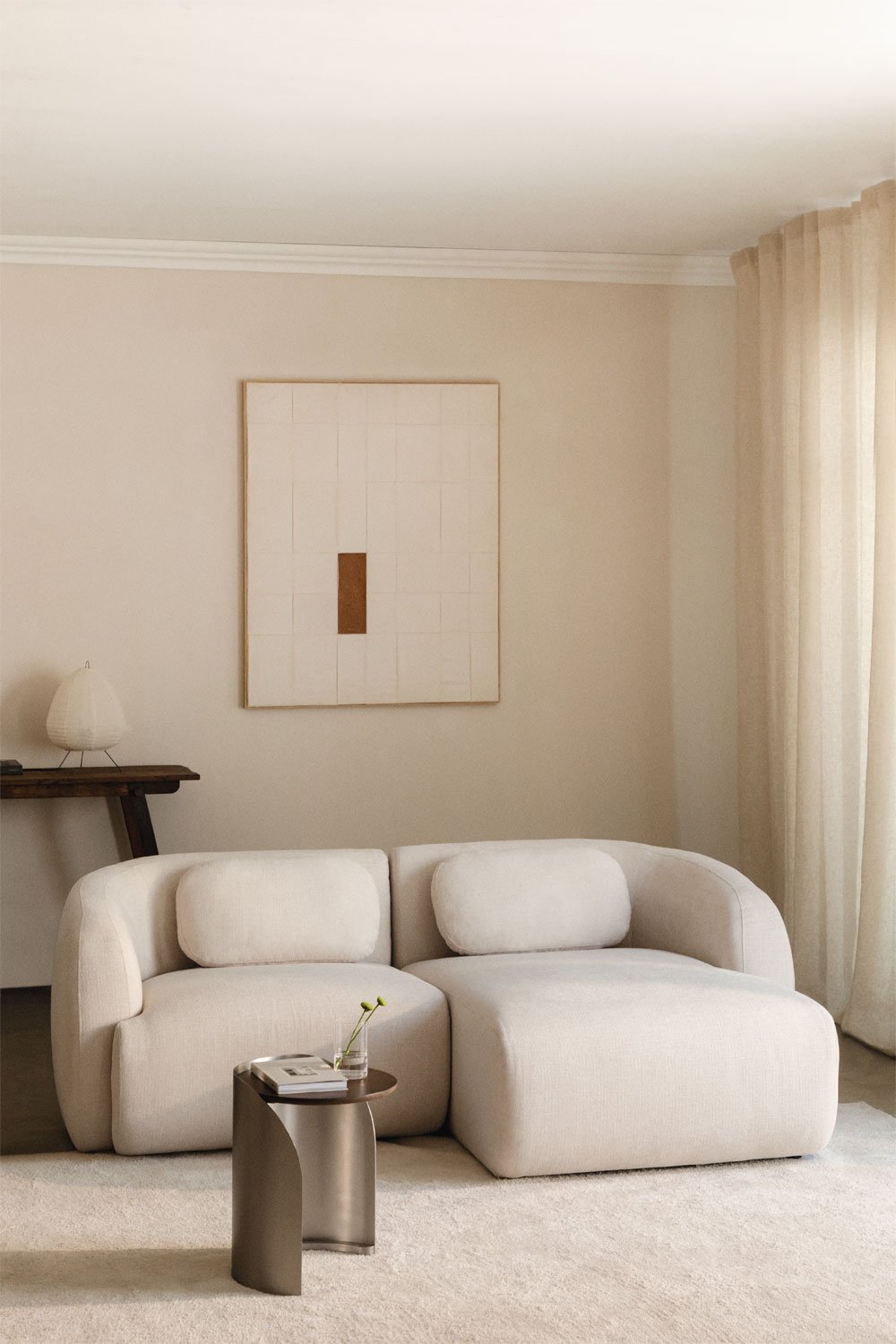 Divano componibile Coquette in ciniglia 2 pezzi con chaise longue, immagine della galleria 1