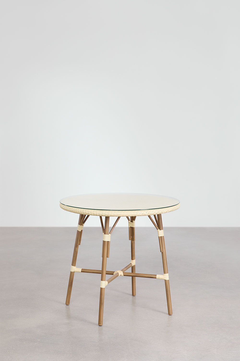 Set tavolo rotondo Brielle Bistro (diametro 80 cm) e 4 sedie da giardino impilabili in alluminio, immagine della galleria 3