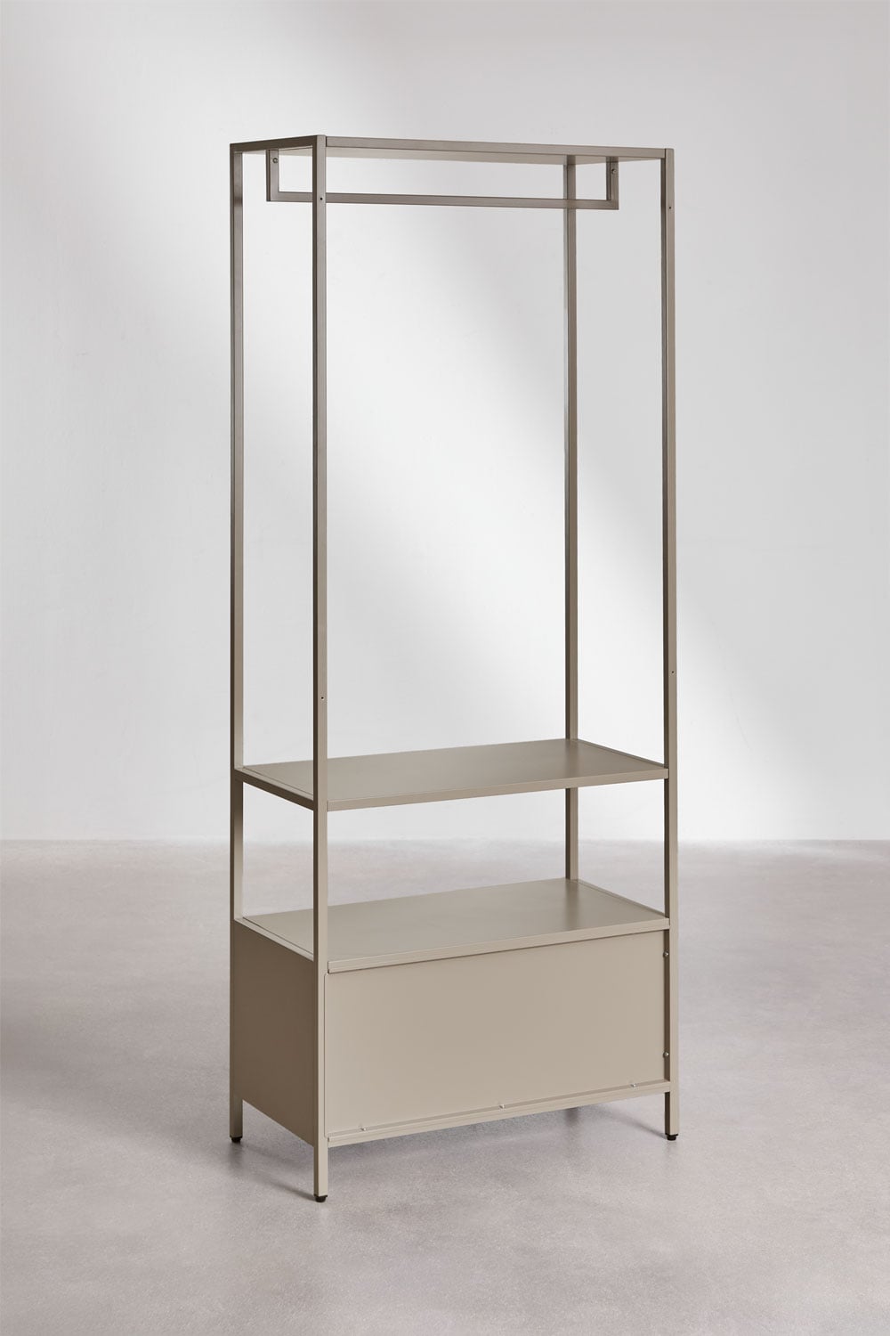 Armadio a giorno 80x200 cm con cassetti acciaio marrone moka Janine, immagine della galleria 5