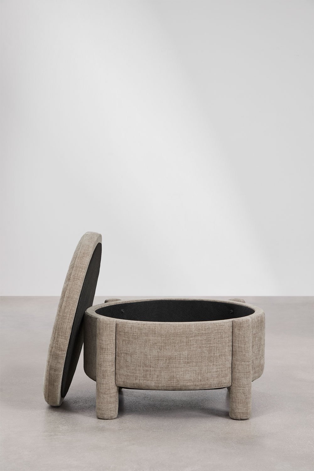 Pouf contenitore rotondo imbottito Cleo Ø70 cm, immagine della galleria 4