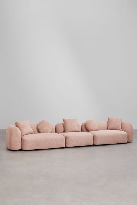 Divano modulare a 3 pezzi in ciniglia Coco - Ciniglia Rosa Quarzo