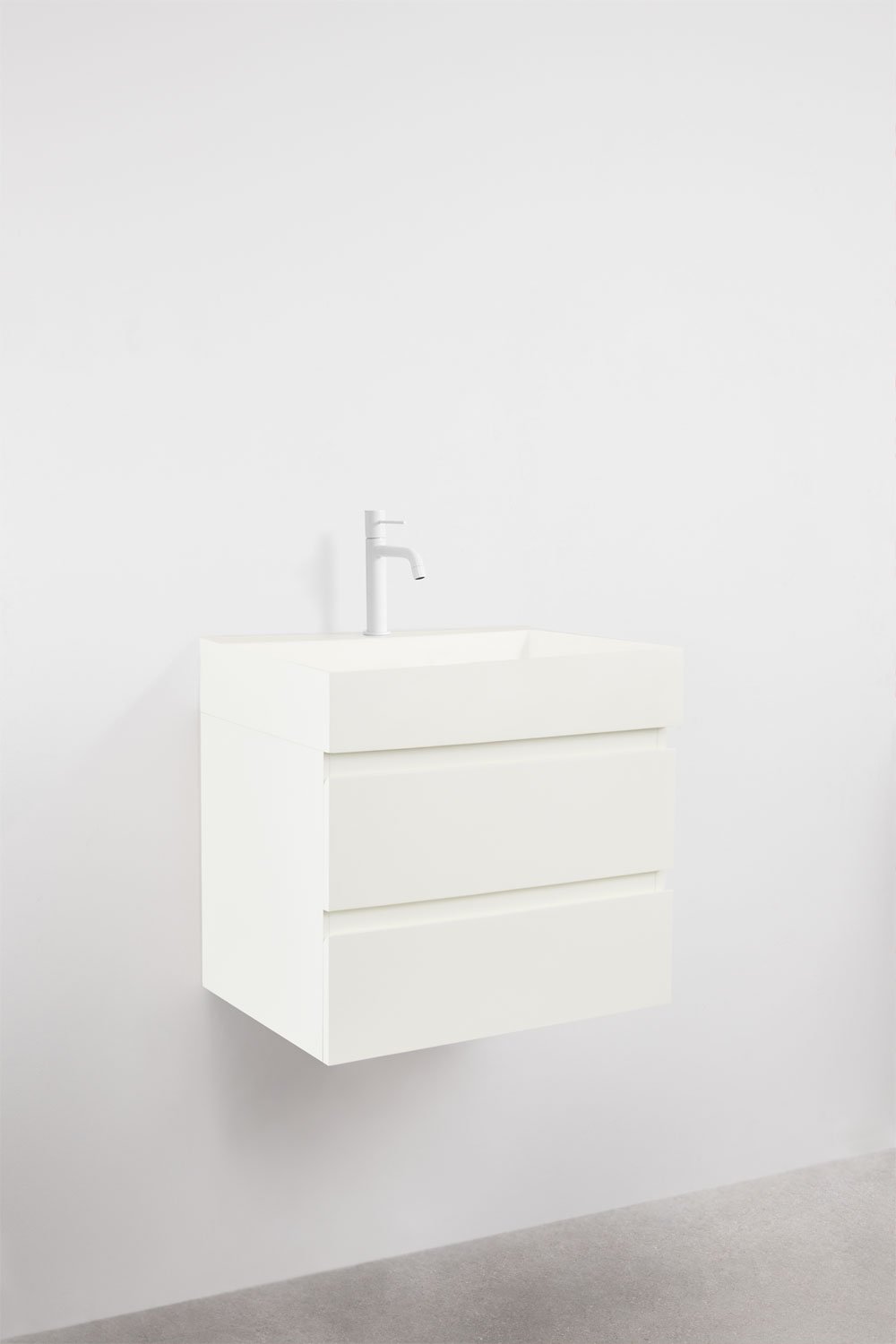 Set di mobili da bagno in legno e impiallacciatura di frassino con lavabo integrato Ona, immagine della galleria 3