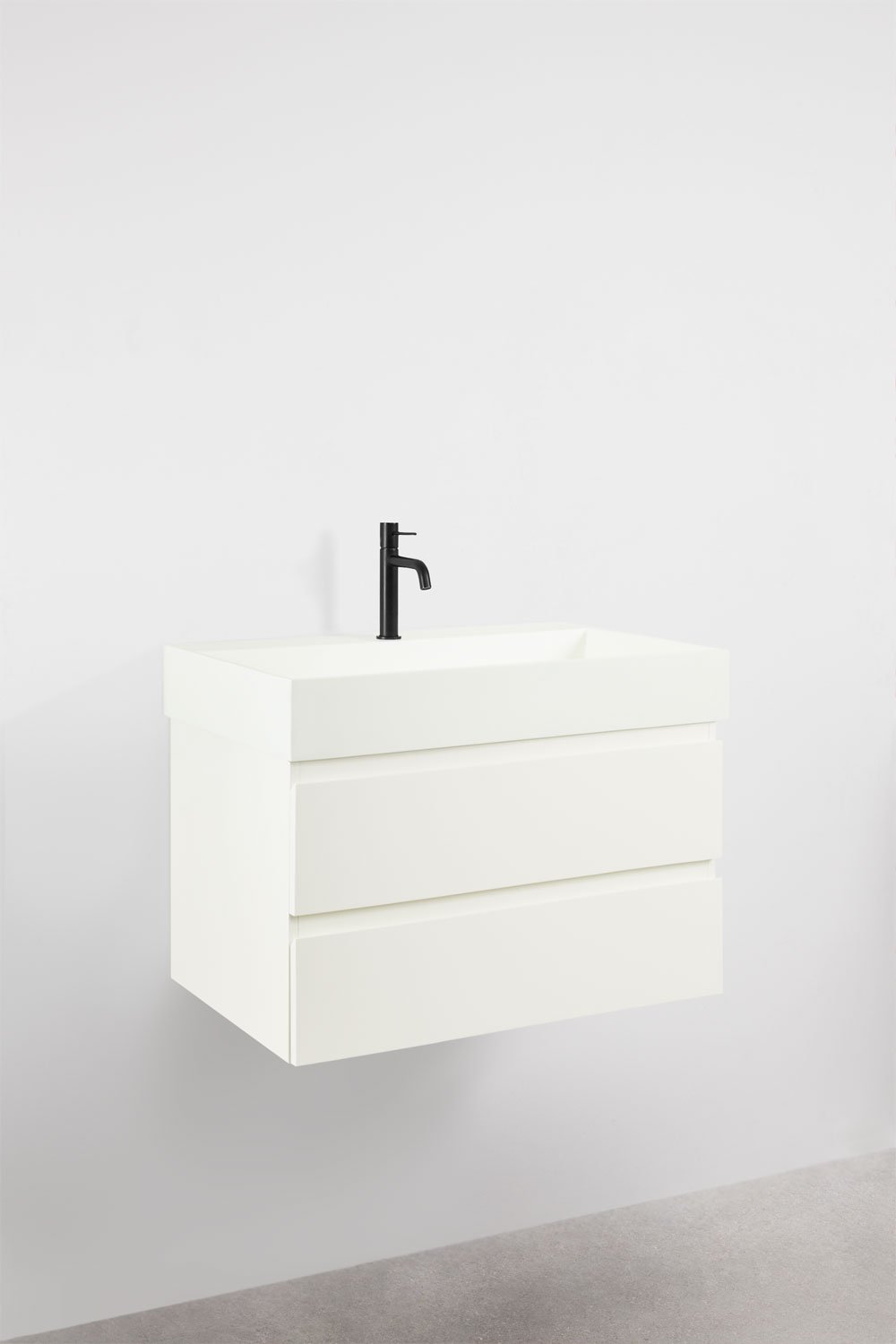 Set di mobili da bagno in legno e impiallacciatura di frassino con lavabo integrato Ona, immagine della galleria 3