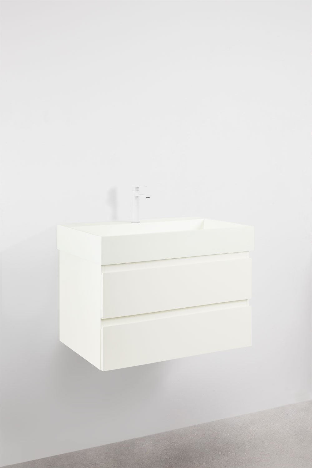 Set di mobili da bagno in legno e impiallacciatura di frassino con lavabo integrato Ona, immagine della galleria 3