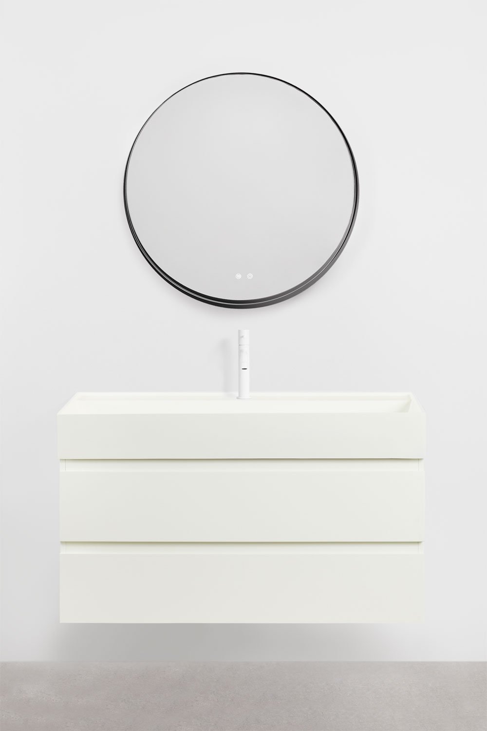 Set di mobili da bagno in legno e impiallacciatura di frassino con lavabo integrato Ona, immagine della galleria 2