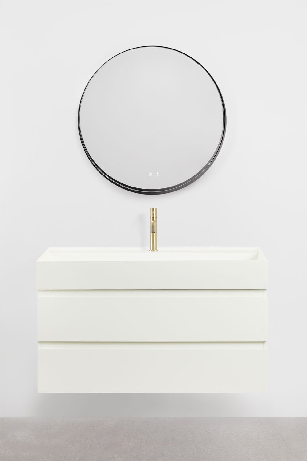 Set di mobili da bagno in legno e impiallacciatura di frassino con lavabo integrato Ona, immagine della galleria 2