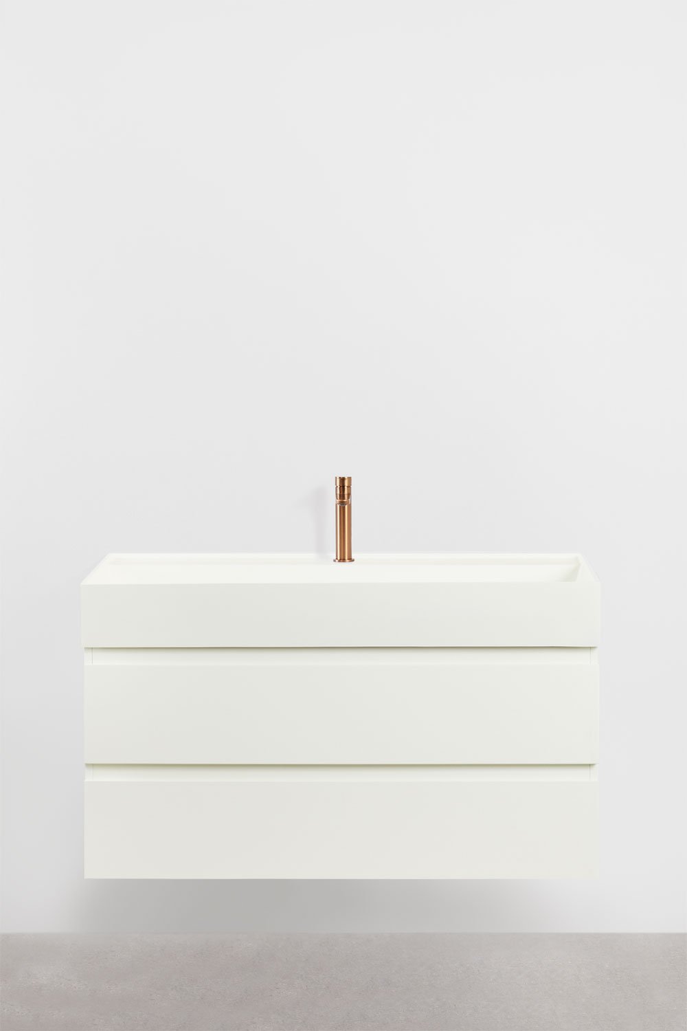 Set di mobili da bagno in legno e impiallacciatura di frassino con lavabo integrato Ona, immagine della galleria 2