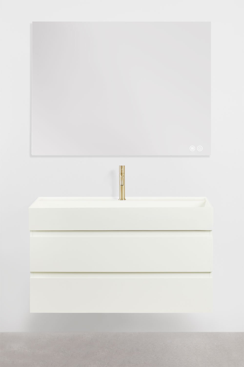 Set di mobili da bagno in legno e impiallacciatura di frassino con lavabo integrato Ona, immagine della galleria 2
