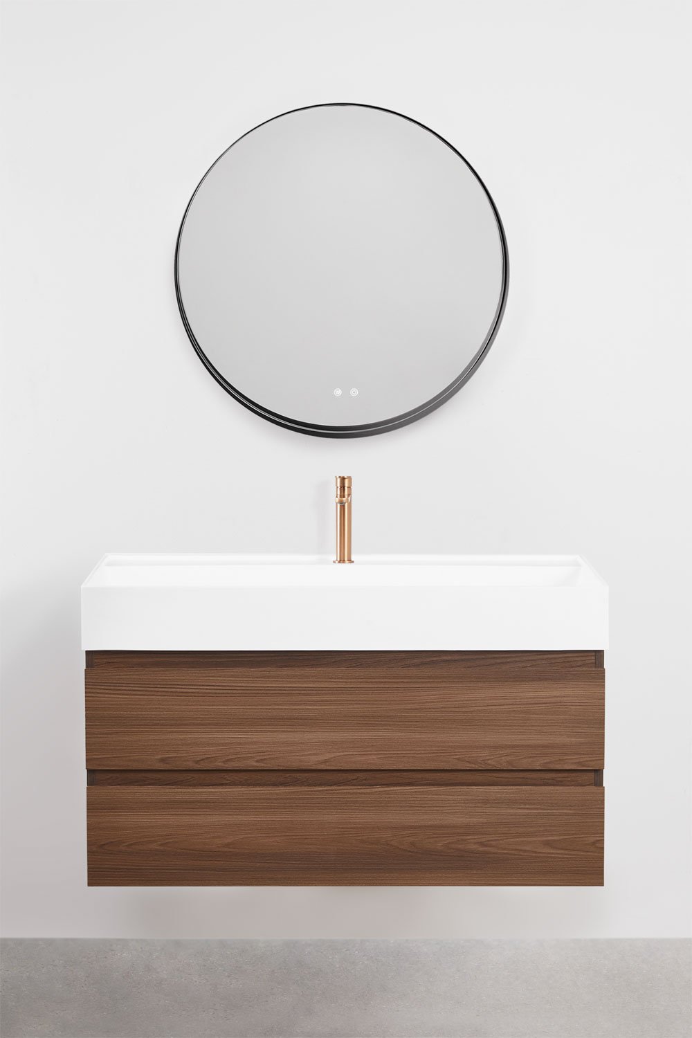 Set di mobili da bagno in legno e impiallacciatura di frassino con lavabo integrato Ona, immagine della galleria 2