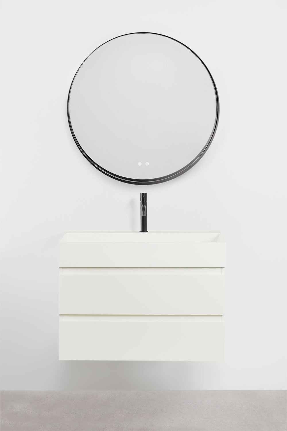 Set di mobili da bagno in legno e impiallacciatura di frassino con lavabo integrato Ona, immagine della galleria 2