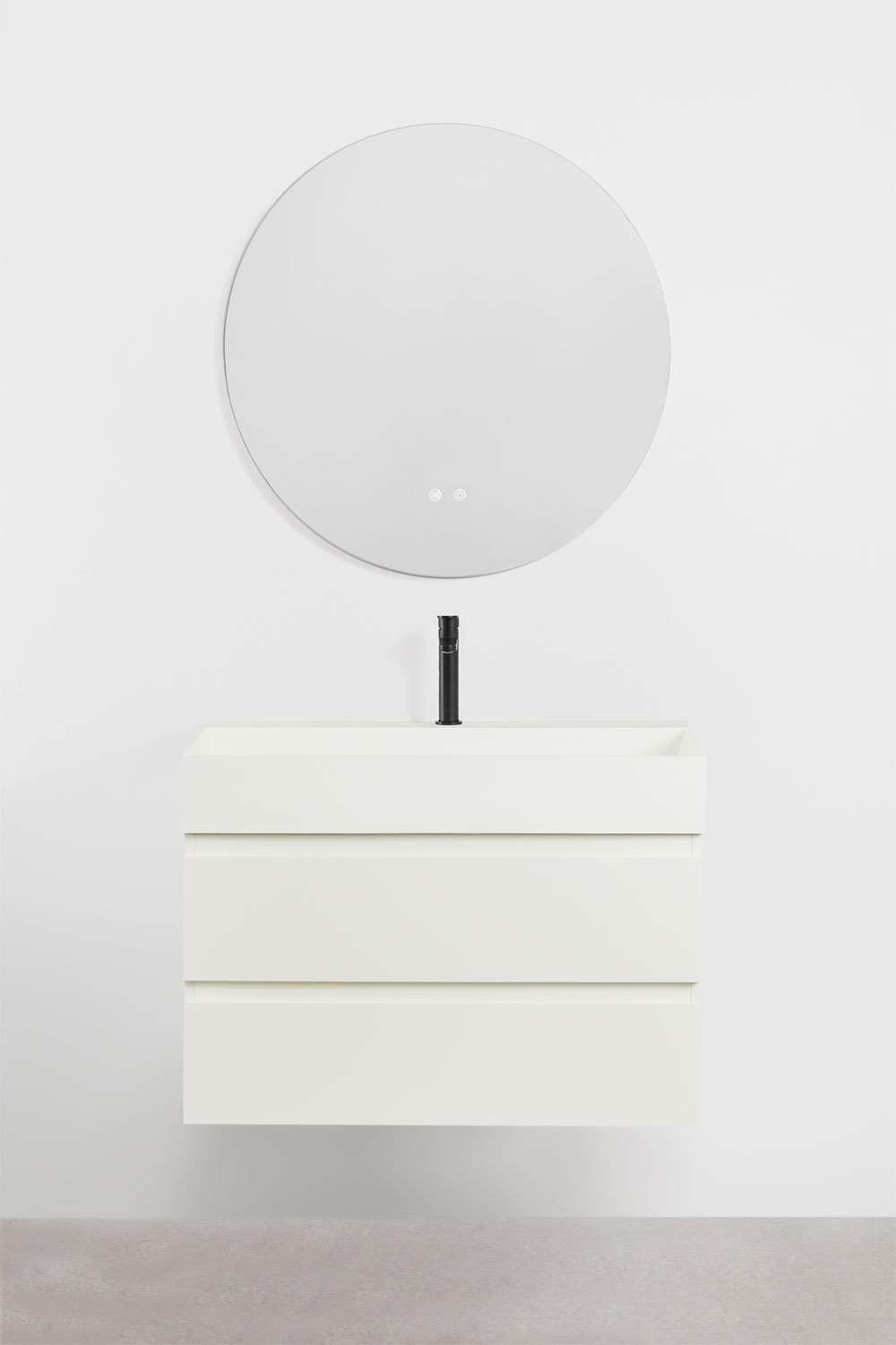 Set di mobili da bagno in legno e impiallacciatura di frassino con lavabo integrato Ona, immagine della galleria 2