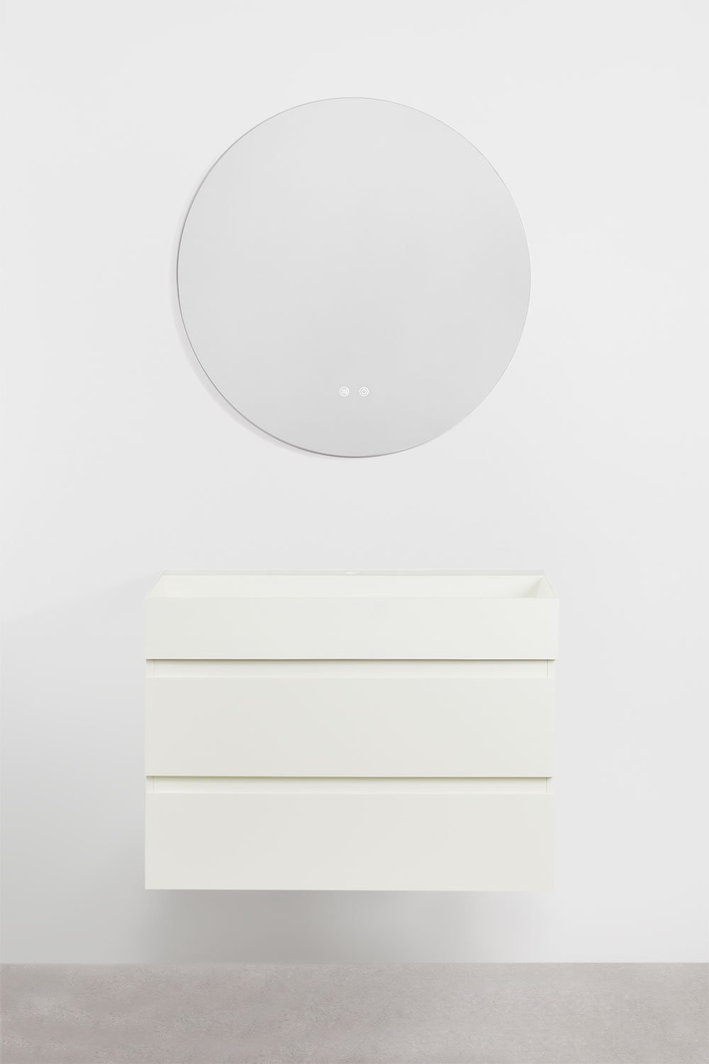 Set di mobili da bagno in legno e impiallacciatura di frassino con lavabo integrato Ona, immagine della galleria 1
