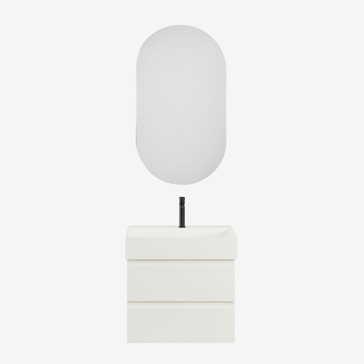 Set di mobili da bagno in legno e impiallacciatura di frassino con lavabo integrato Ona, immagine della galleria 3