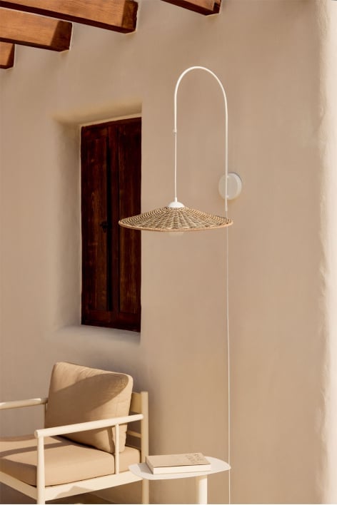 Lampada da parete per esterni Sopant in ferro e rattan sintetico