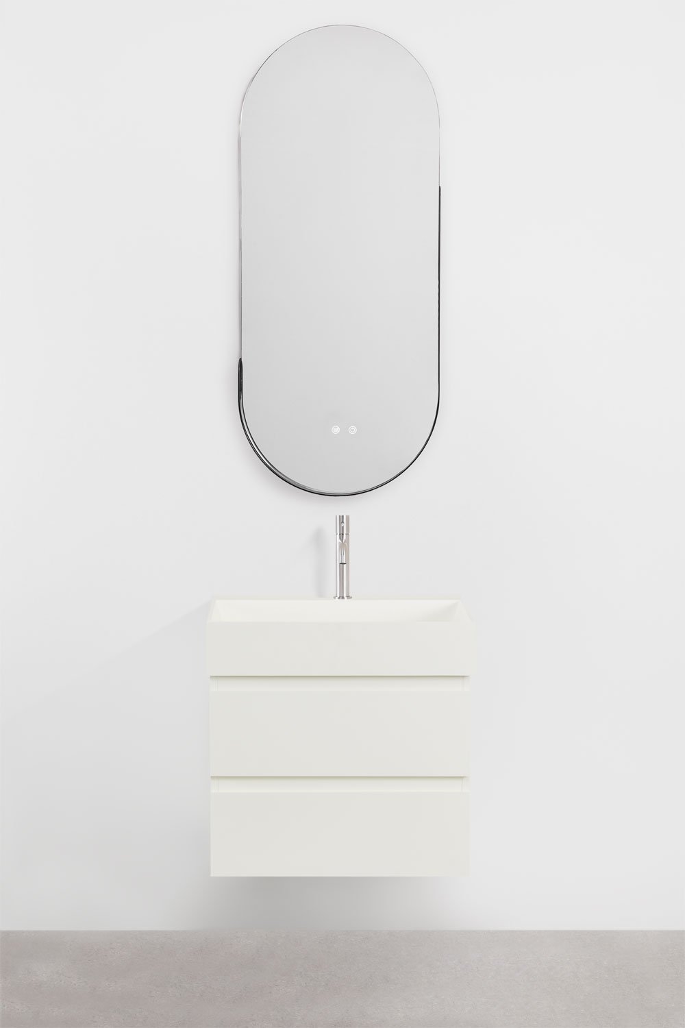 Set di mobili da bagno in legno e impiallacciatura di frassino con lavabo integrato Ona, immagine della galleria 2