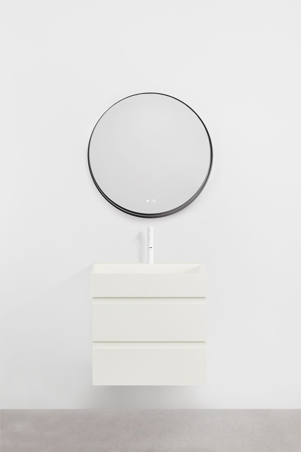 Set di mobili da bagno in legno e impiallacciatura di frassino con lavabo integrato Ona, immagine della galleria 2