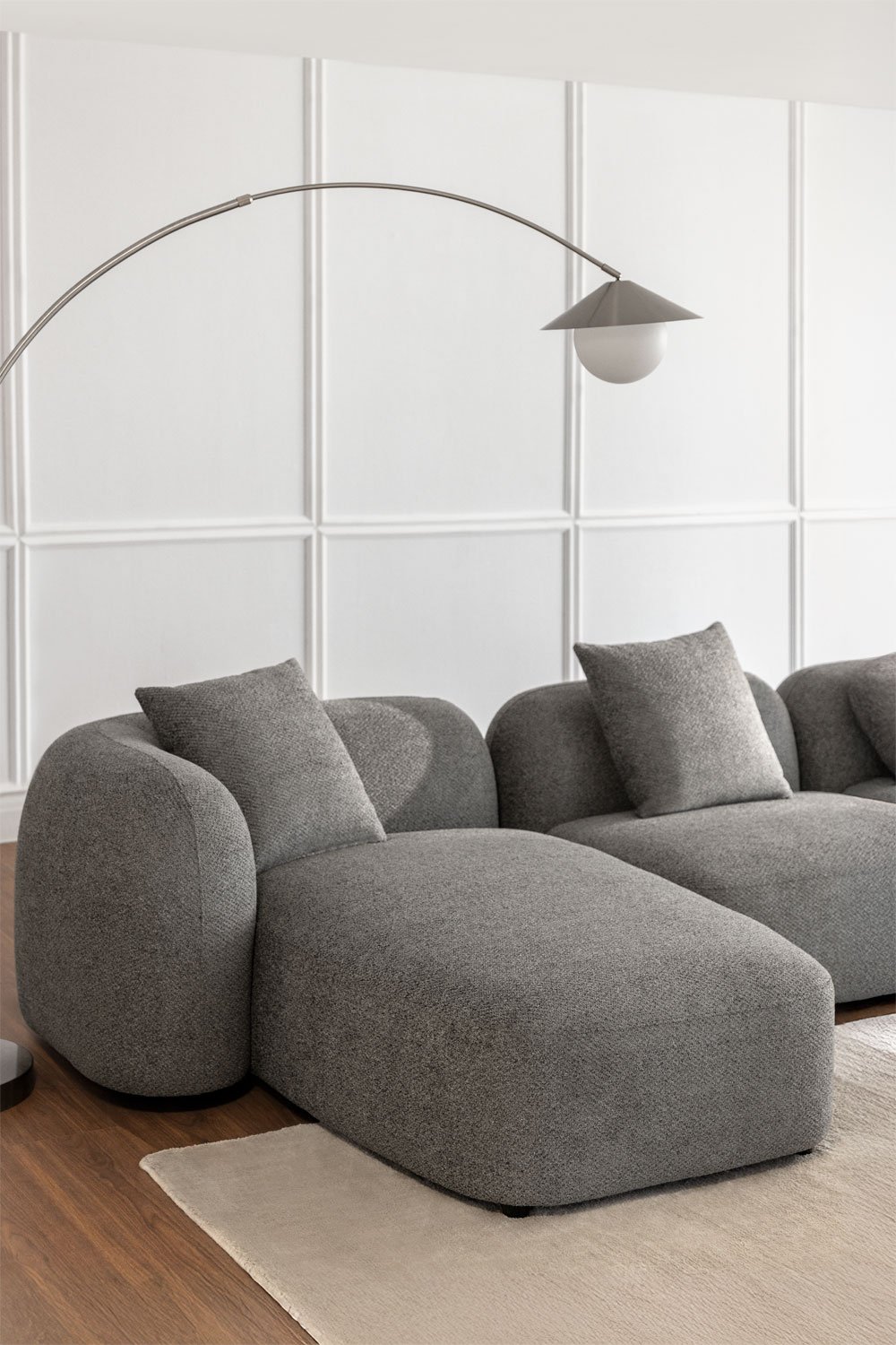 Modulo chaise longue sinistro per divano modulare in ciniglia Coco, immagine della galleria 1