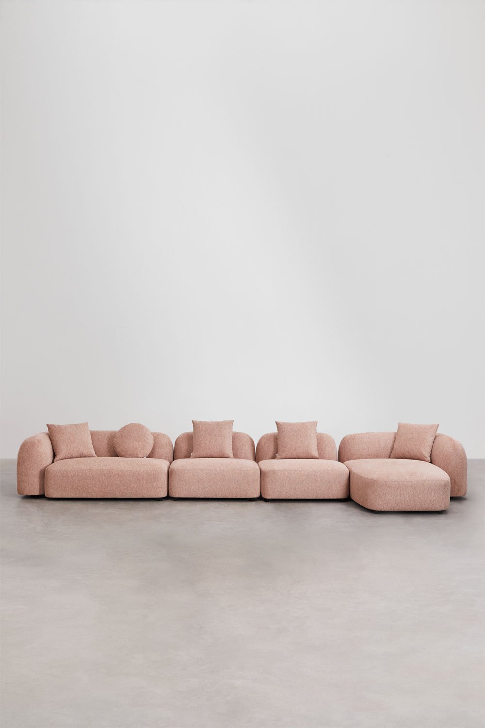 Divano modulare con chaise longue destra a 4 pezzi in ciniglia Coco, immagine della galleria 4
