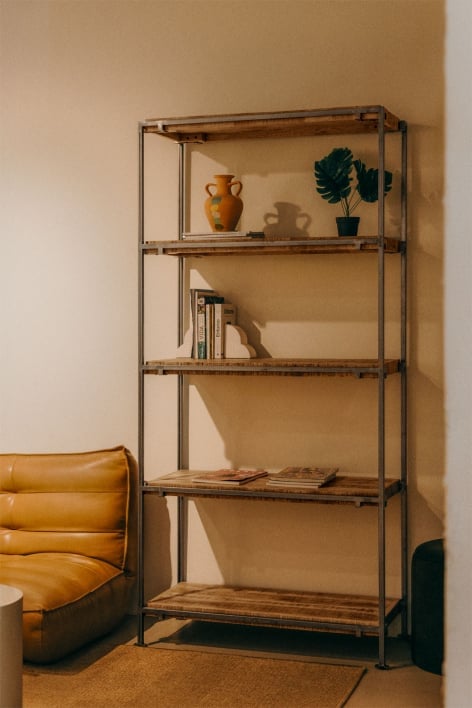 Scaffale Inme in legno di mango con 5 ripiani - Legno di mango