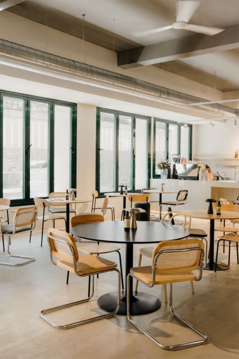 Tavolo da pranzo rotondo in MDF e ferro Yvetta - Nero