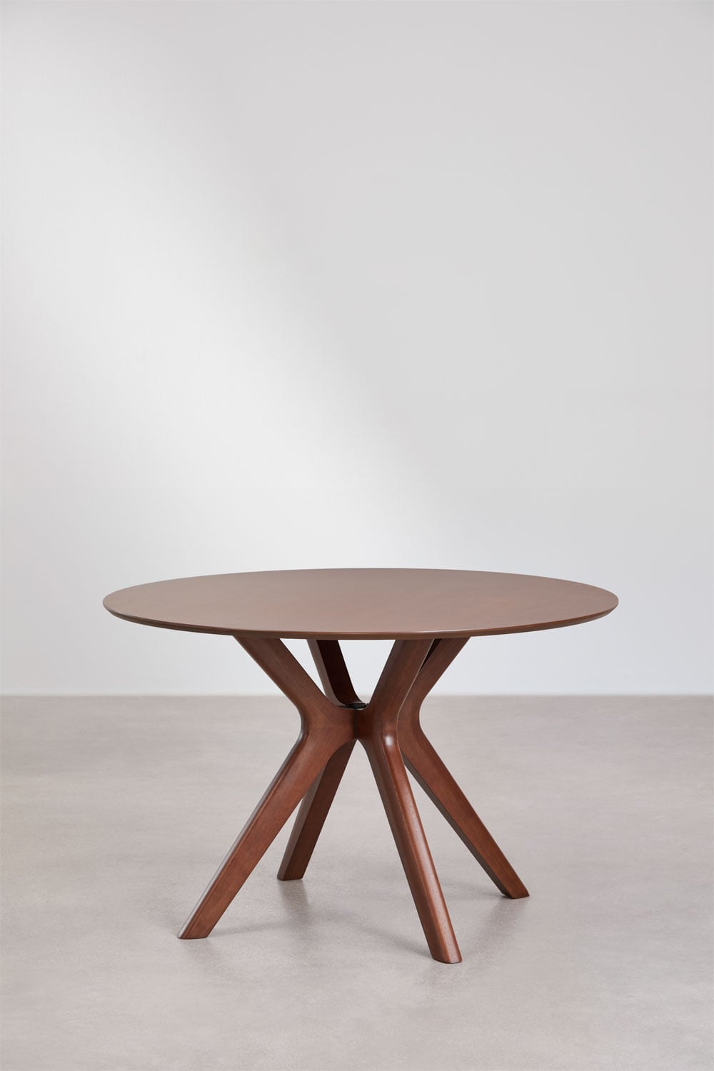 Tavolo da pranzo rotondo Ø120 cm in MDF e impiallacciatura in legno di caucciù Arnaiz, immagine della galleria 3