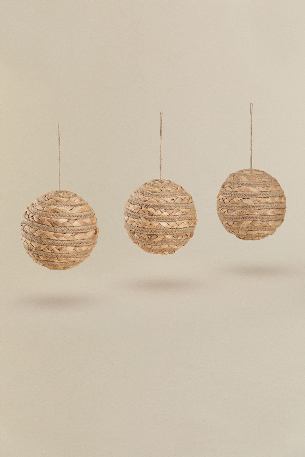 Set di 3 ornamenti natalizi in corda intrecciata Lixue, immagine della galleria 1