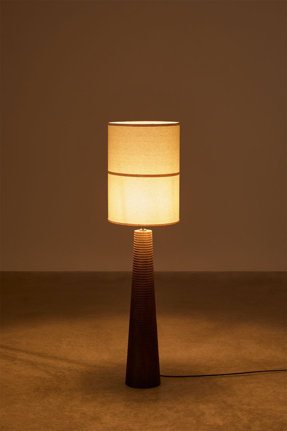 Lampada Da Terra In Legno Grigio Molu – Design Moderno Con Paralume In Cotone, H 34,5 Cm
