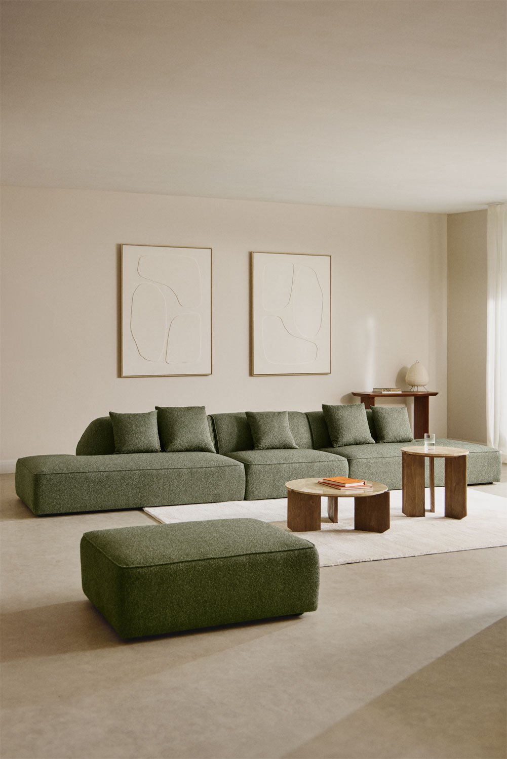 Divano componibile Cardea 3 pezzi con doppia chaise longue imbottita, immagine della galleria 12