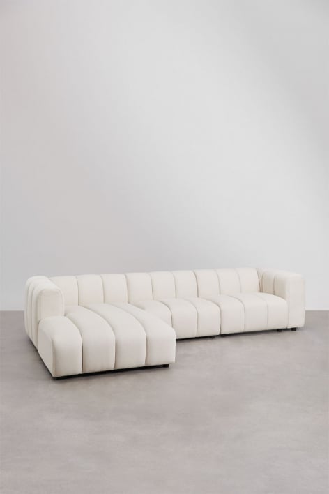 Divano componibile 3 pezzi con chaise longue sinistra in tessuto bouclé Eliot - Bouclé Beige Crema