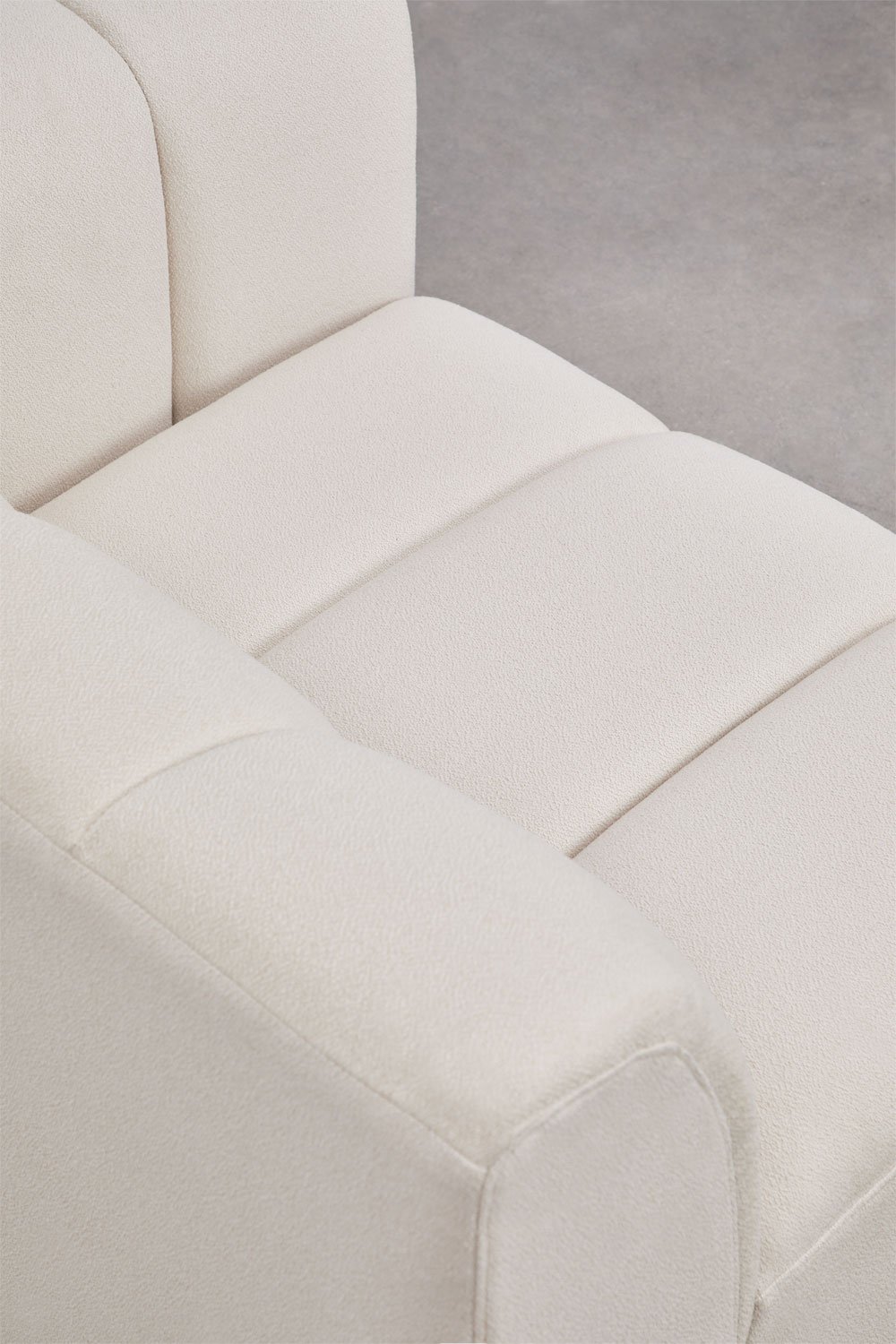 Divano angolare destro componibile 2 pezzi e pouf in tessuto bouclé Eliot, immagine della galleria 2