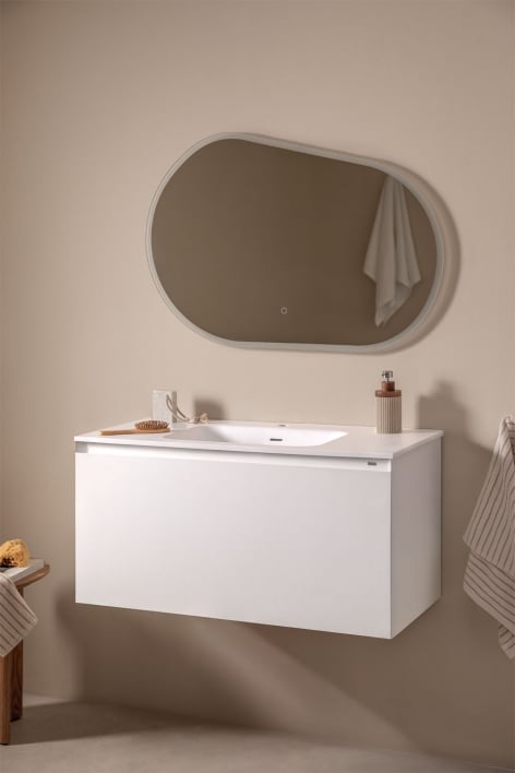 Set mobili da bagno in legno Macrae con lavabo integrato - Bianco
