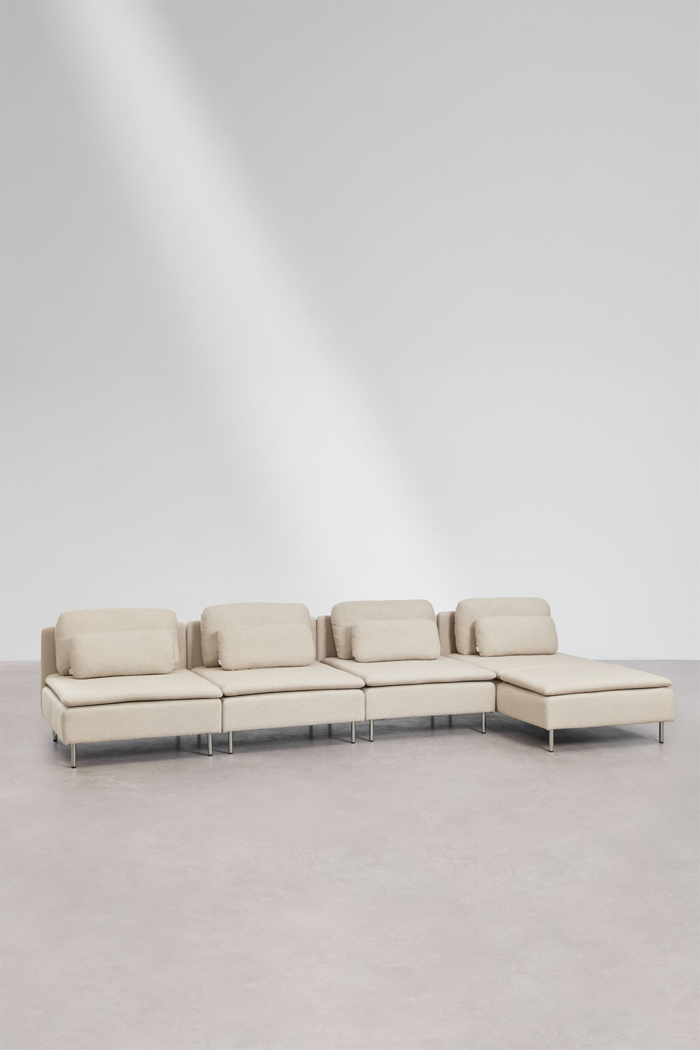 Divano da giardino componibile in 4 pezzi con 2 poltrone angolari, pouf Divano da giardino componibile in 4 pezzi con 2 poltrone angolari, pouf