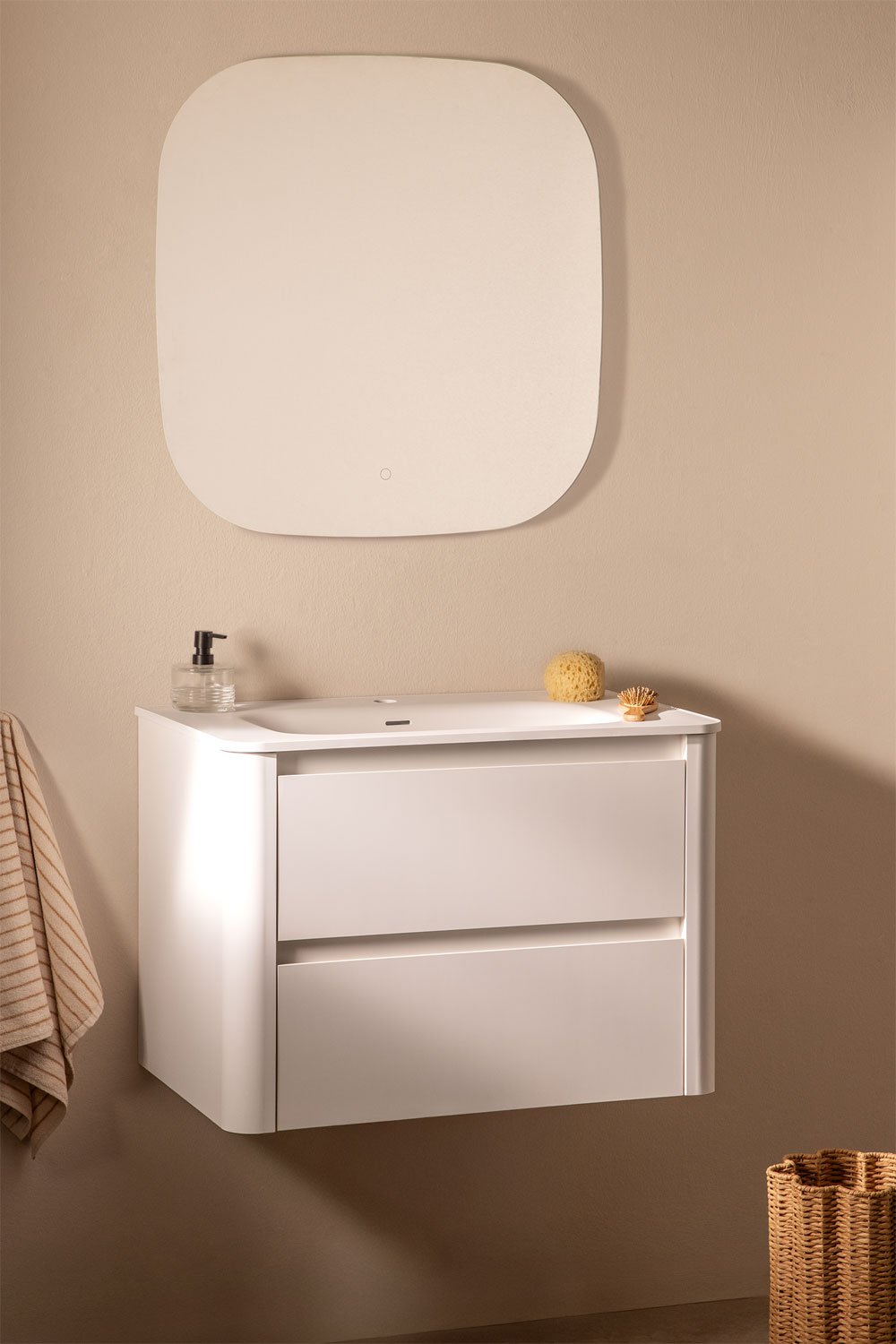 Set di mobili da bagno in legno Egerton con lavabo integrato, immagine della galleria 1