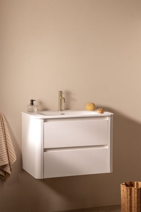 Set di mobili da bagno in legno Egerton con lavabo integrato - Bianco