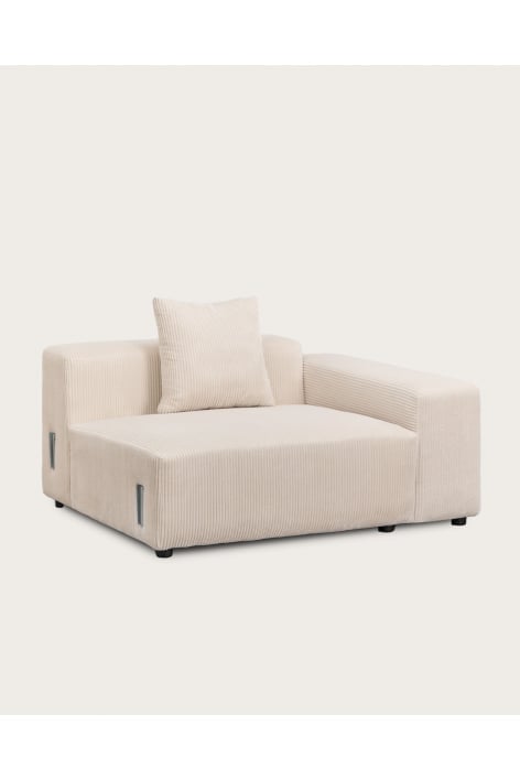 Modulo angolare destro 135x113 cm con bracciolo basso e cuscino per divano modulare Bruna